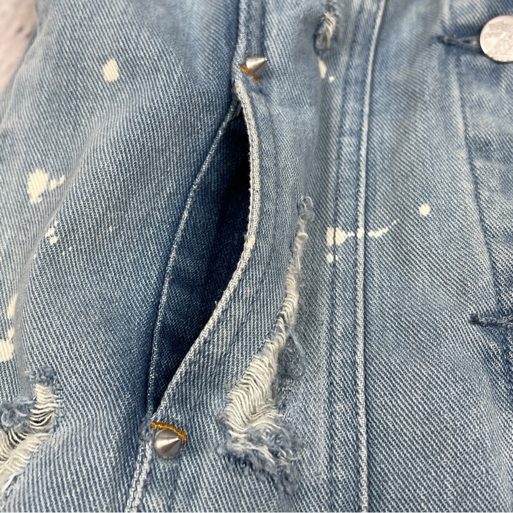BERSHKA denim distressed vest with spikes beading, size S - Picture 7 of 16